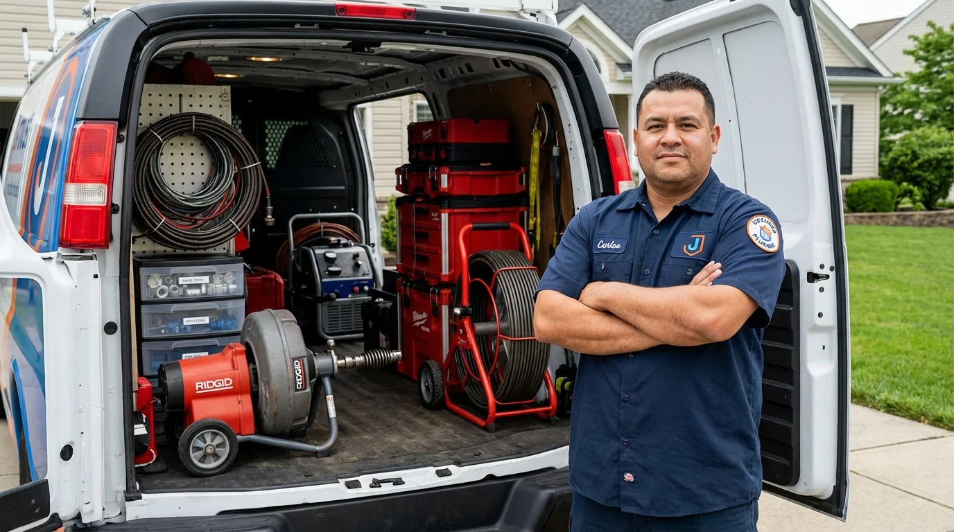 Professional drain cleaning equipment and Johns Plumbing LLC plumber in Boothbay Harbor