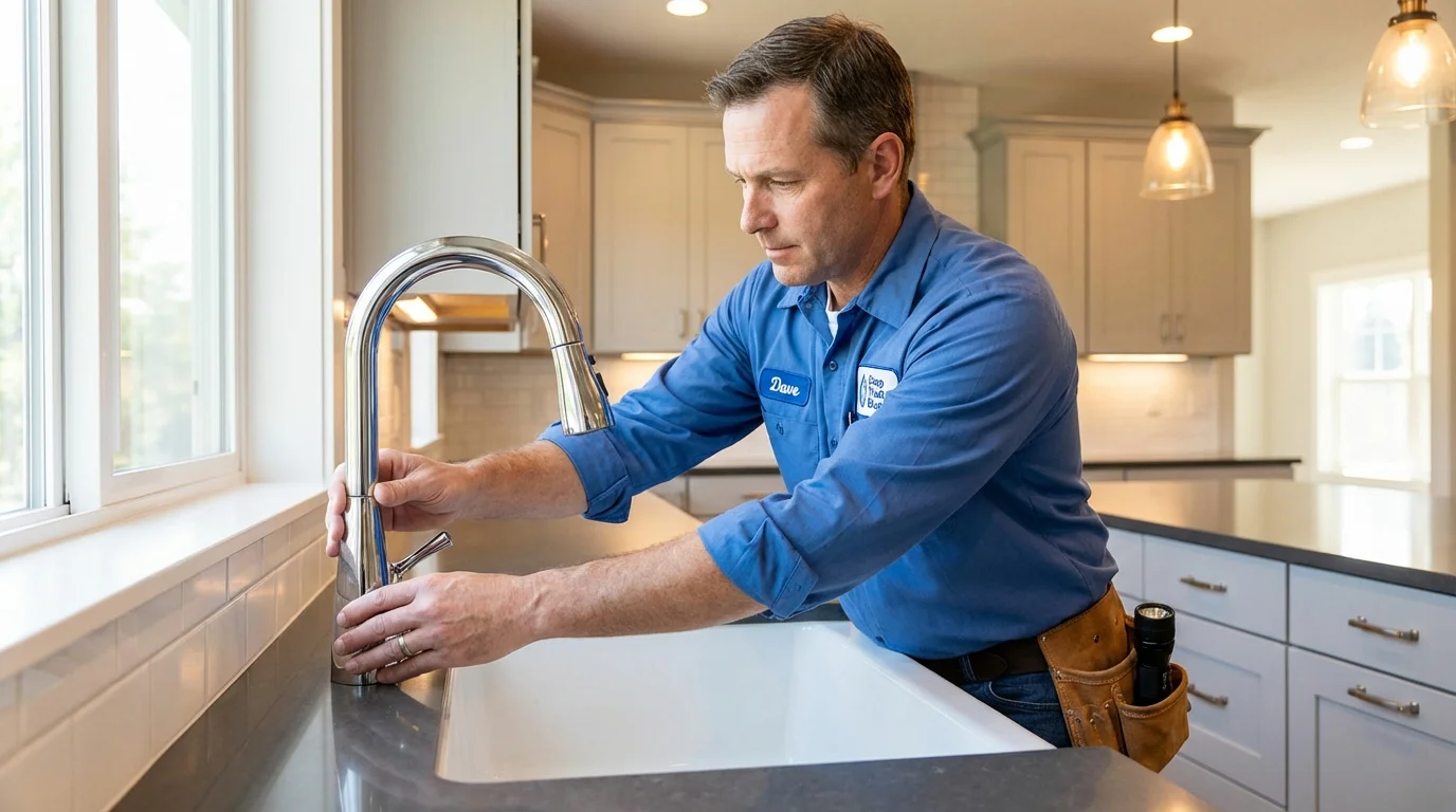 Kitchen faucet installation by Johns Plumbing LLC in Boothbay Harbor