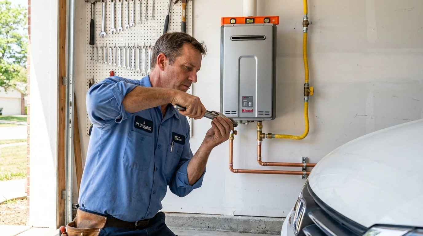 Tankless water heater installation by a Johns Plumbing LLC plumber in Boothbay Harbor